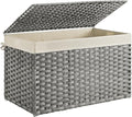 Storage Basket with Lid, Woven Blanket Storage Bin with Handles, Foldable, Removable Liner, Metal Frame, for Bedroom, Laundry Room, 42.3 Gallons (160 L), Brown URST76BR