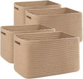 4 Pack Storage Baskets for Organizing, Woven Baskets for Shelves - Perfect for Toys, Books, Towels, and Clothes, Durable Gift Basket Bins Toy Storage, 12.7''L x9''W x7.8''H, White